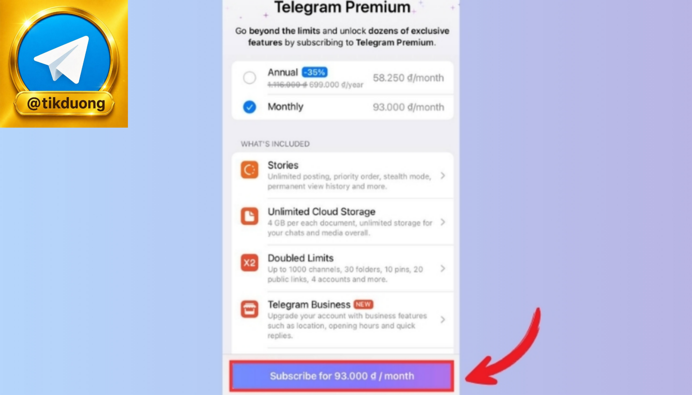 Hướng dẫn đăng ký telegram Premium 4